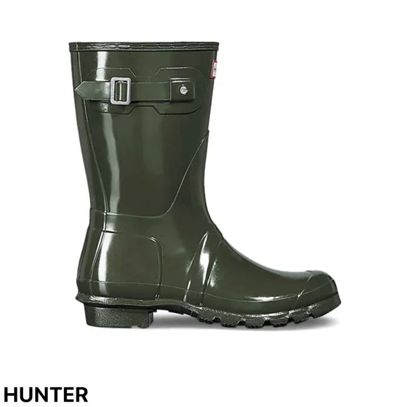 ☔️Hunter Dark Olive Gloss Boots - Picture 1 of 10